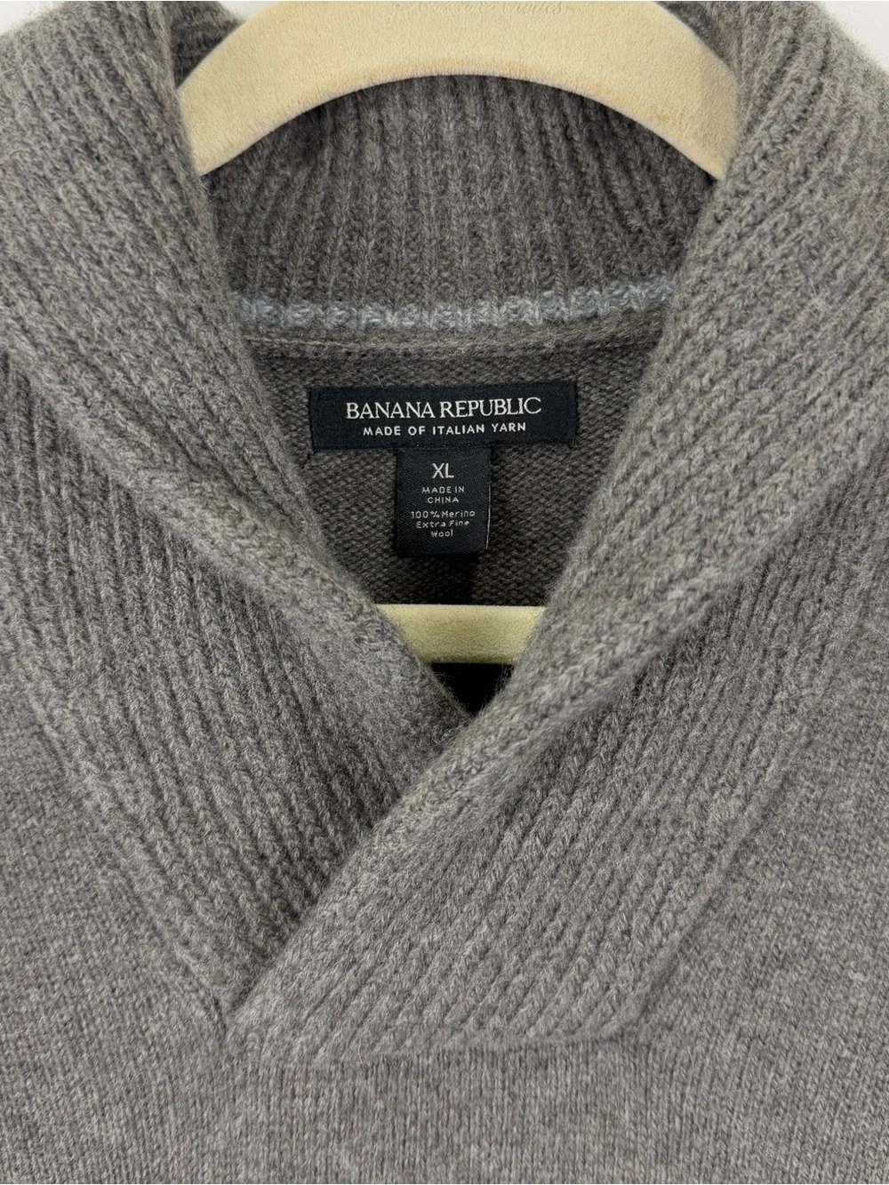 Banana Republic Men’s XL 100% Merino Wool Shawl Collar Sweater Italian Yarn